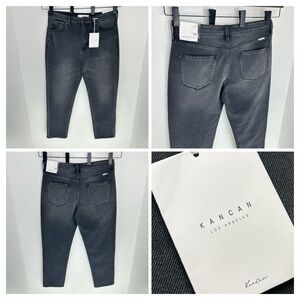 Kancan NWT Washed Black High Rise Mom Jeans Size 11/29 Stretch Denim 32x27 *READ